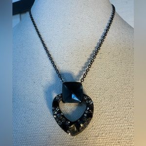 Abstract heart pendant necklace Swarovski rhinestones